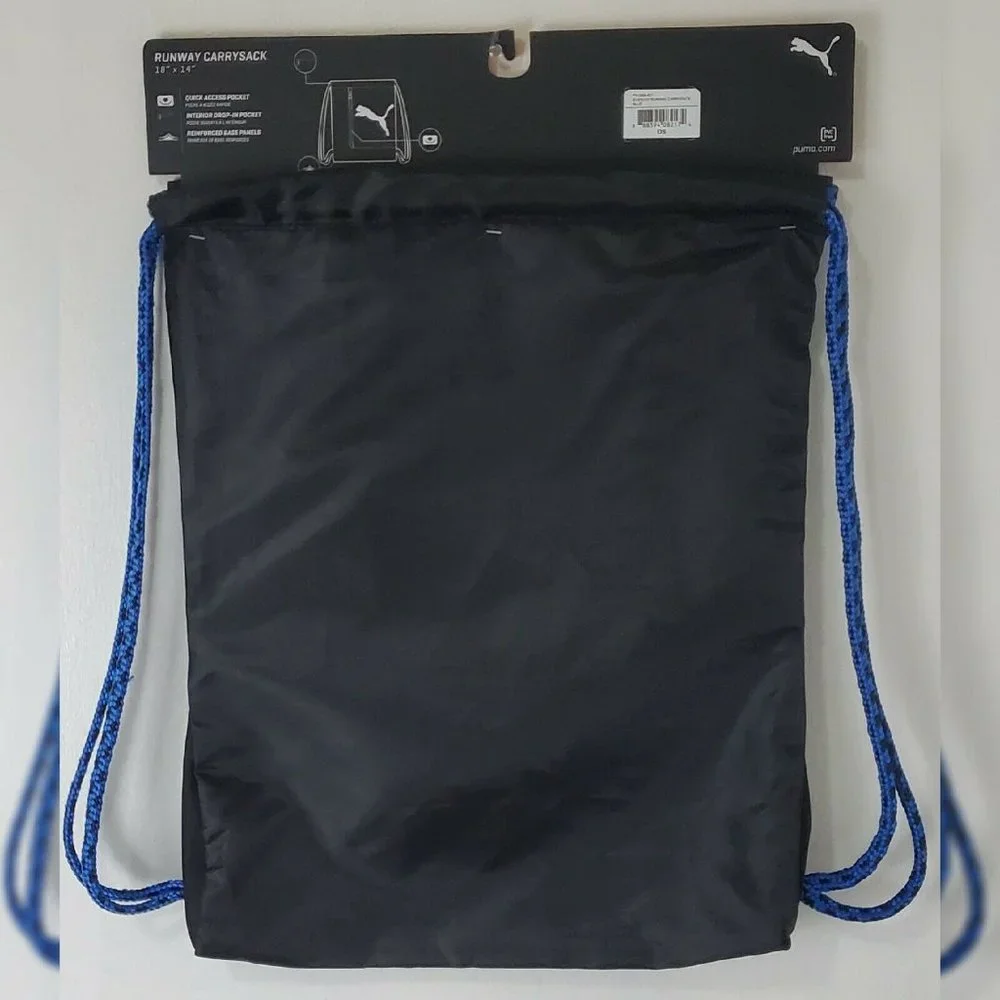 PUMA EVERCAT RUNWAY CARRYSACK BACKPACK MEN ADJUSTABLE STRAPS BLUE W/ ZIP POCKET